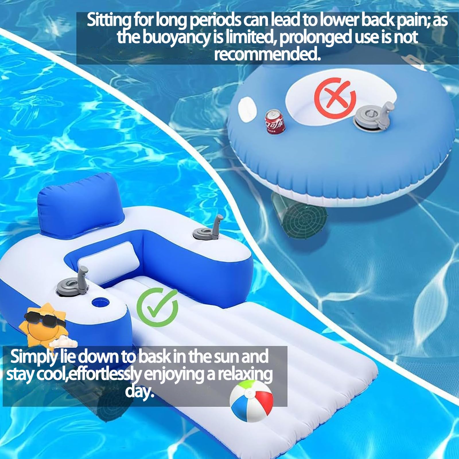 Silla Flotante Hinchable con Hélice Eléctrica, Silla De Piscina con Flotador Eléctrico, Asiento Flotante Portátil para Relajarse En El Lago, La Piscina Y La Playa