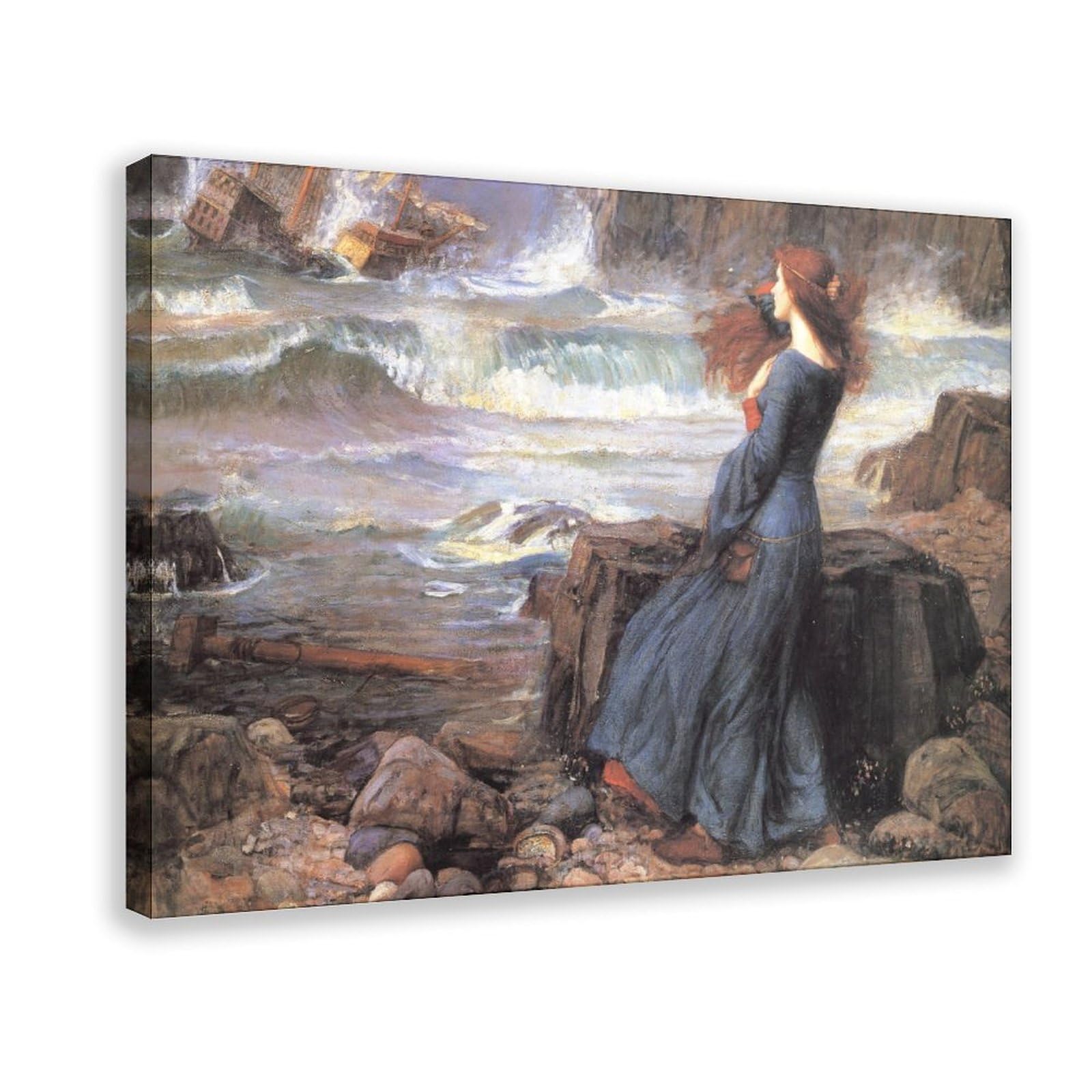 WCYB Miranda - The Tempest by John William Waterhouse Posters Prints Canvas Deco Paintings Wall Art Frame 24" L X 36" W