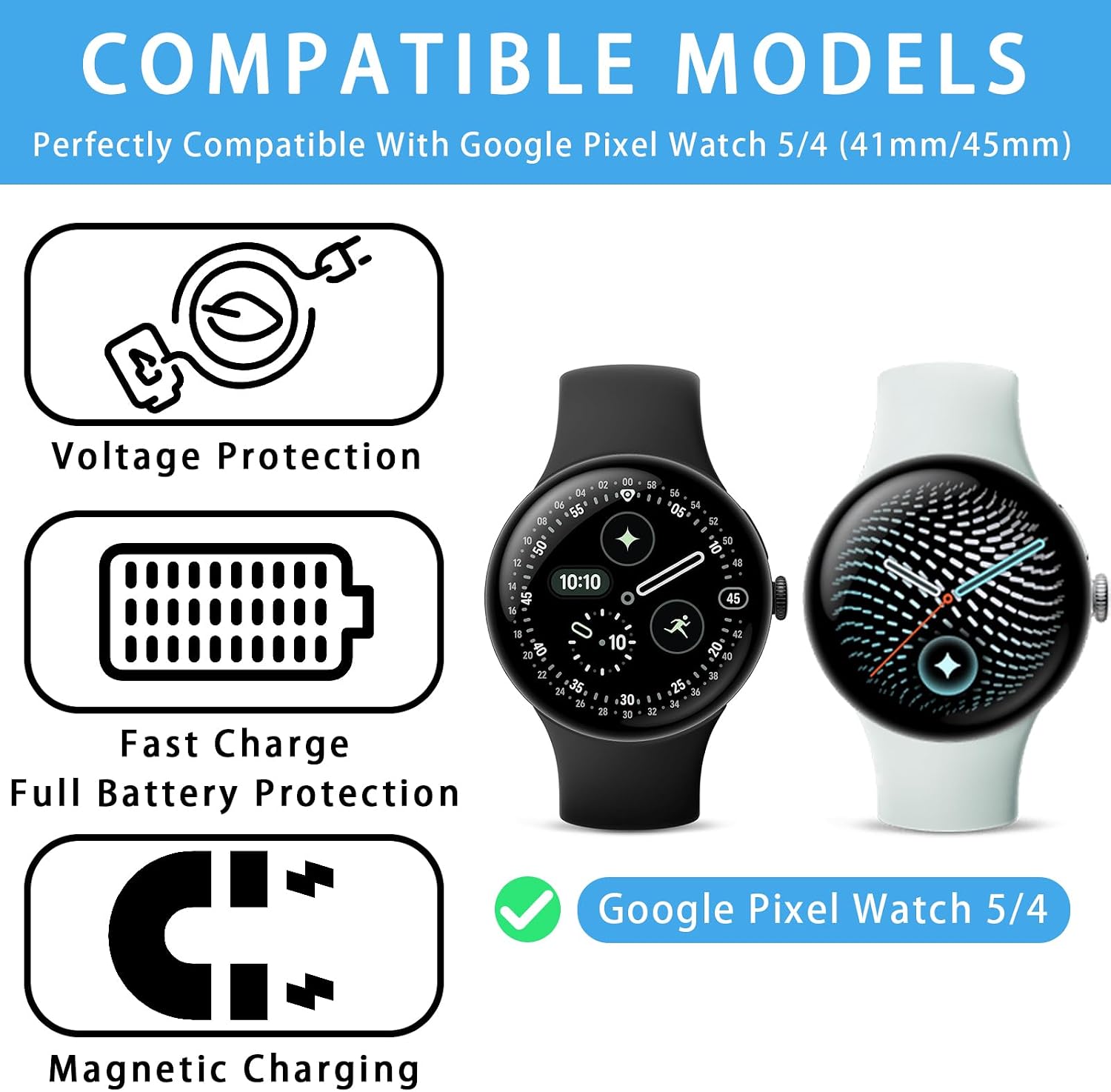 [2-Pack] Charger Dock Compatible with Google Pixel Watch 4/5 (White, USB-C)