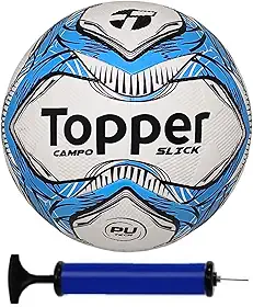 Bola Campo Topper Slick Azul + Bomba De Ar