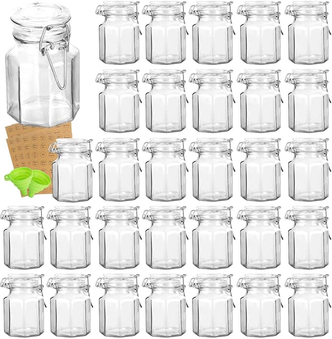 Spice Jars, KAMOTA 30 PACK 3.5oz Octagonal Diamond Small