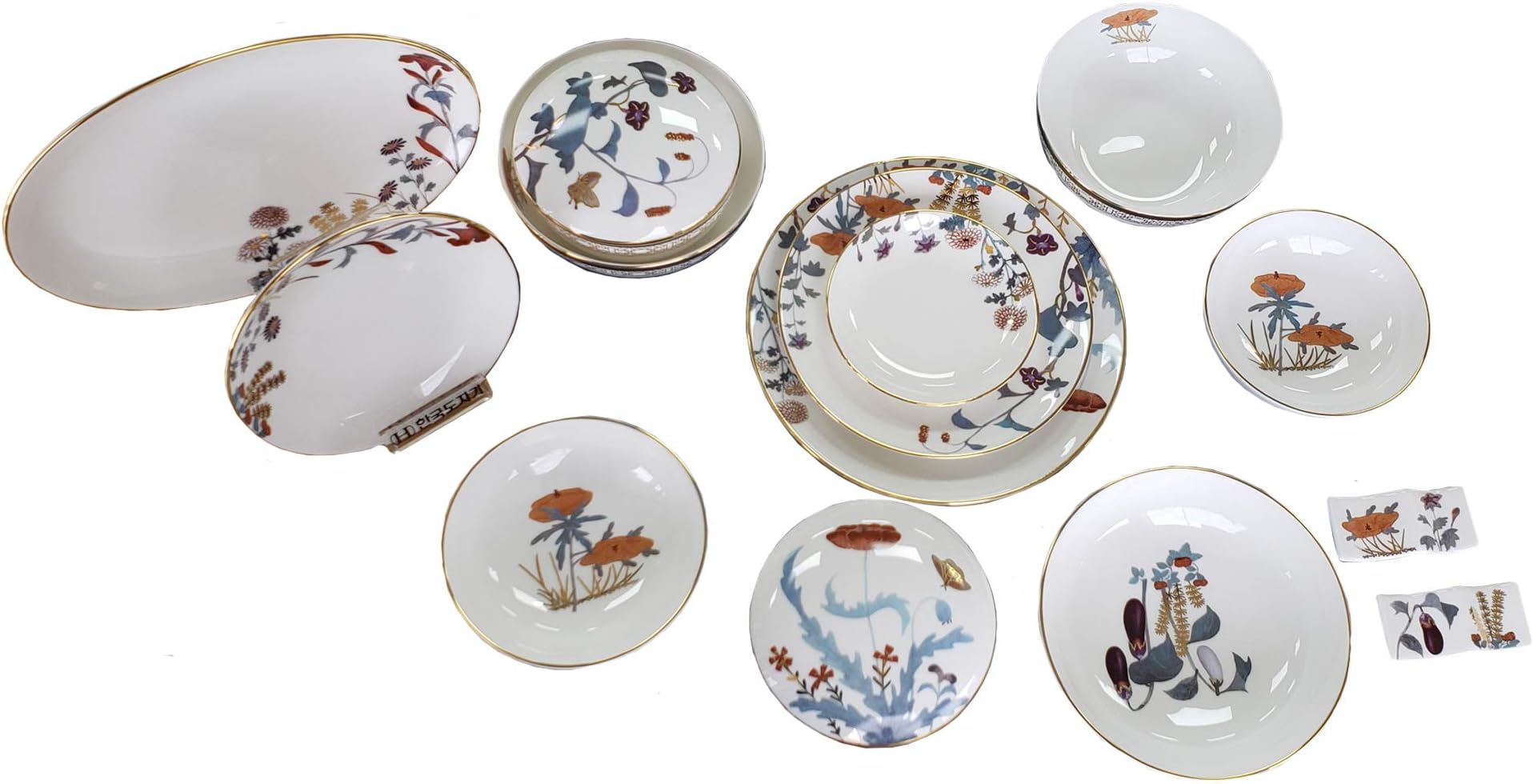 Hankook Chinaware한국도자기 Cho Choong Do Home Set 16 pc, Dinnerware, Korean Fine Bone-China, Dojagi, Ceramic