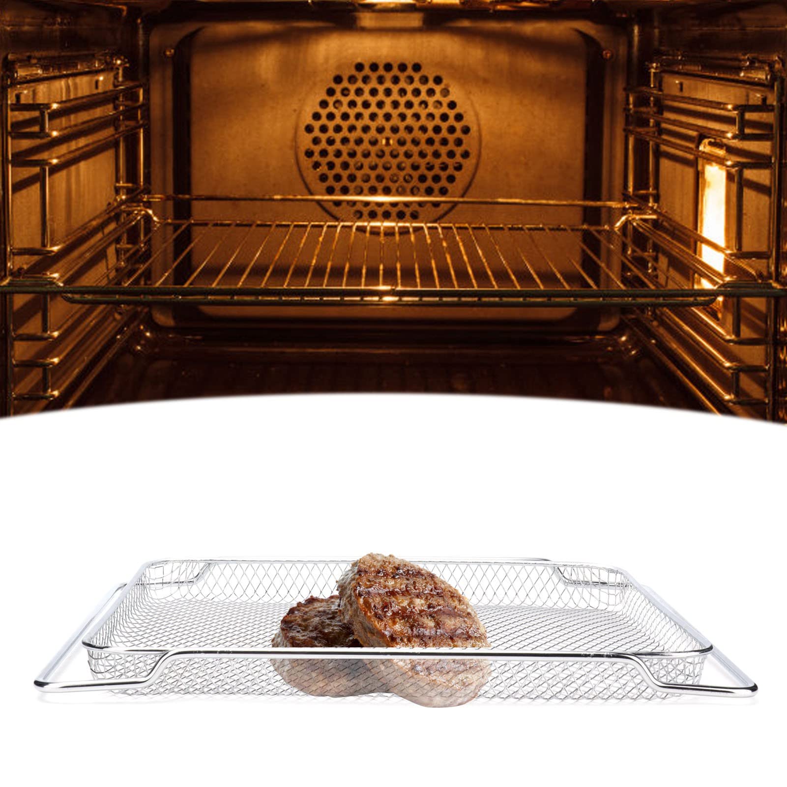Rete Grigliata Multifunzionale in Acciaio Inossidabile per Griglia da Forno per Cottura Raffreddamento 36x30cm