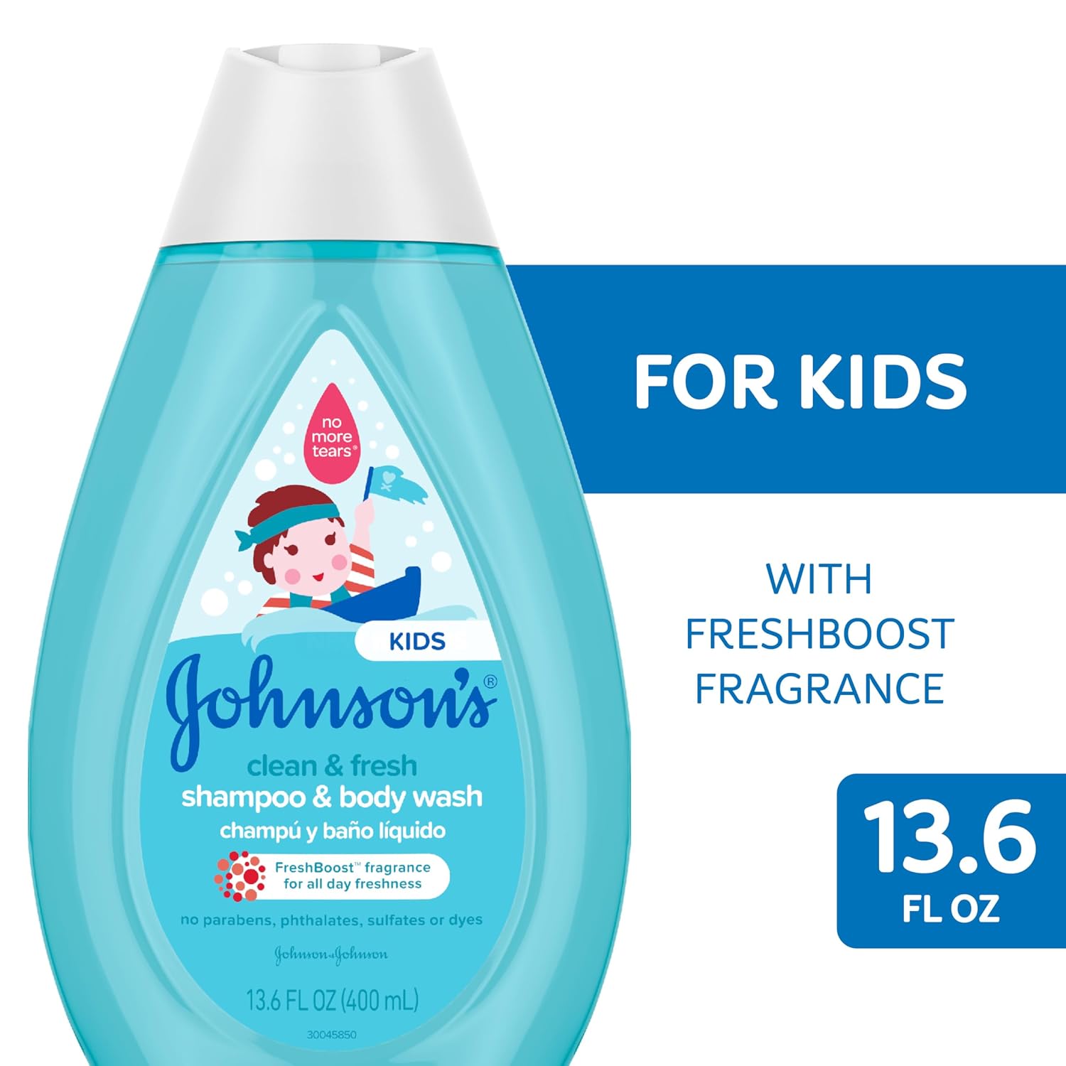Johnson's Clean & Fresh Children's Shampoo & Body Wash, 2-in-1 Daily Hair & Body Wash for Kids & Toddlers Gently Cleanses Developing Hair, 13.6 fl. oz
