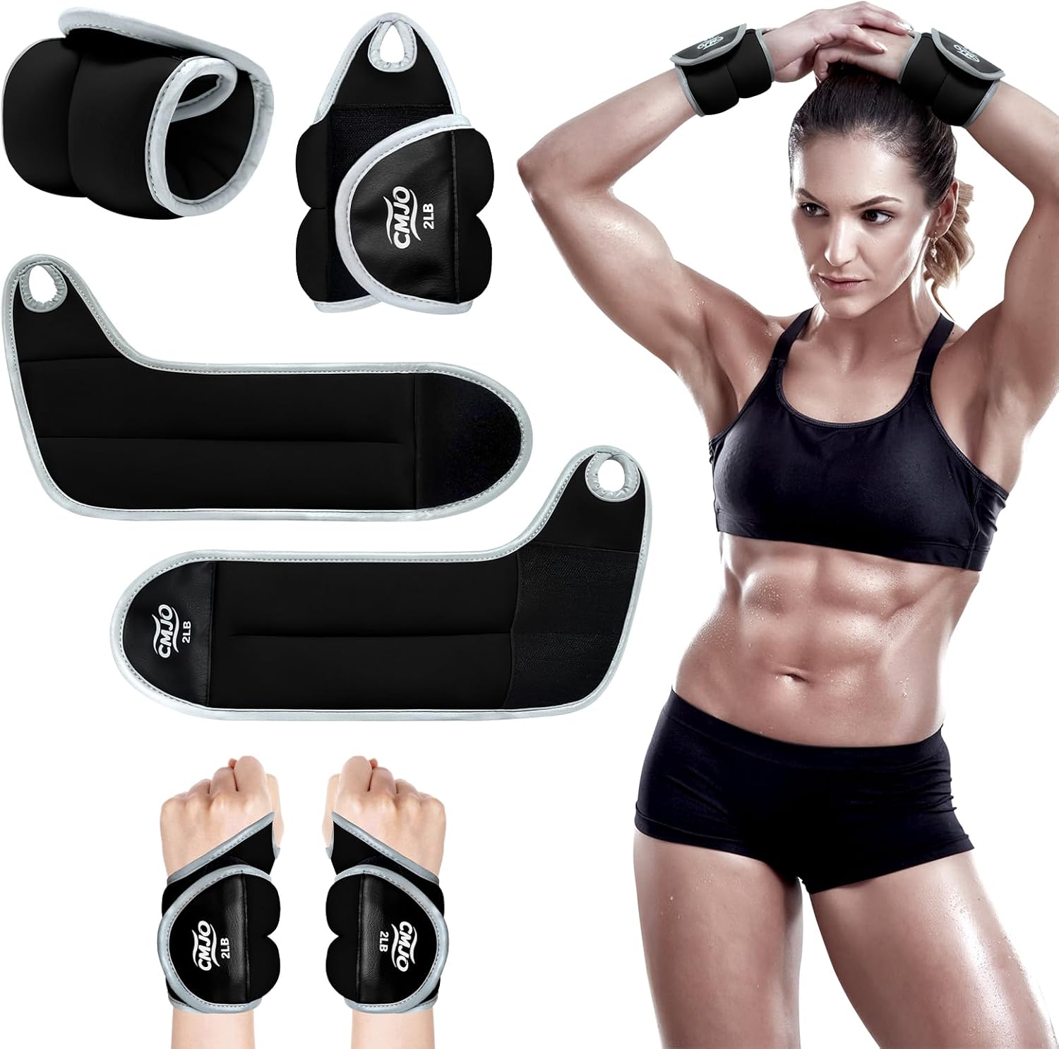 Wrist Weights, Weighted Arm Bands with Thumb Loops, 1/2/4 Lbs Strength Training Arm Weights for Walking, Gym Workout, Physical Therapy