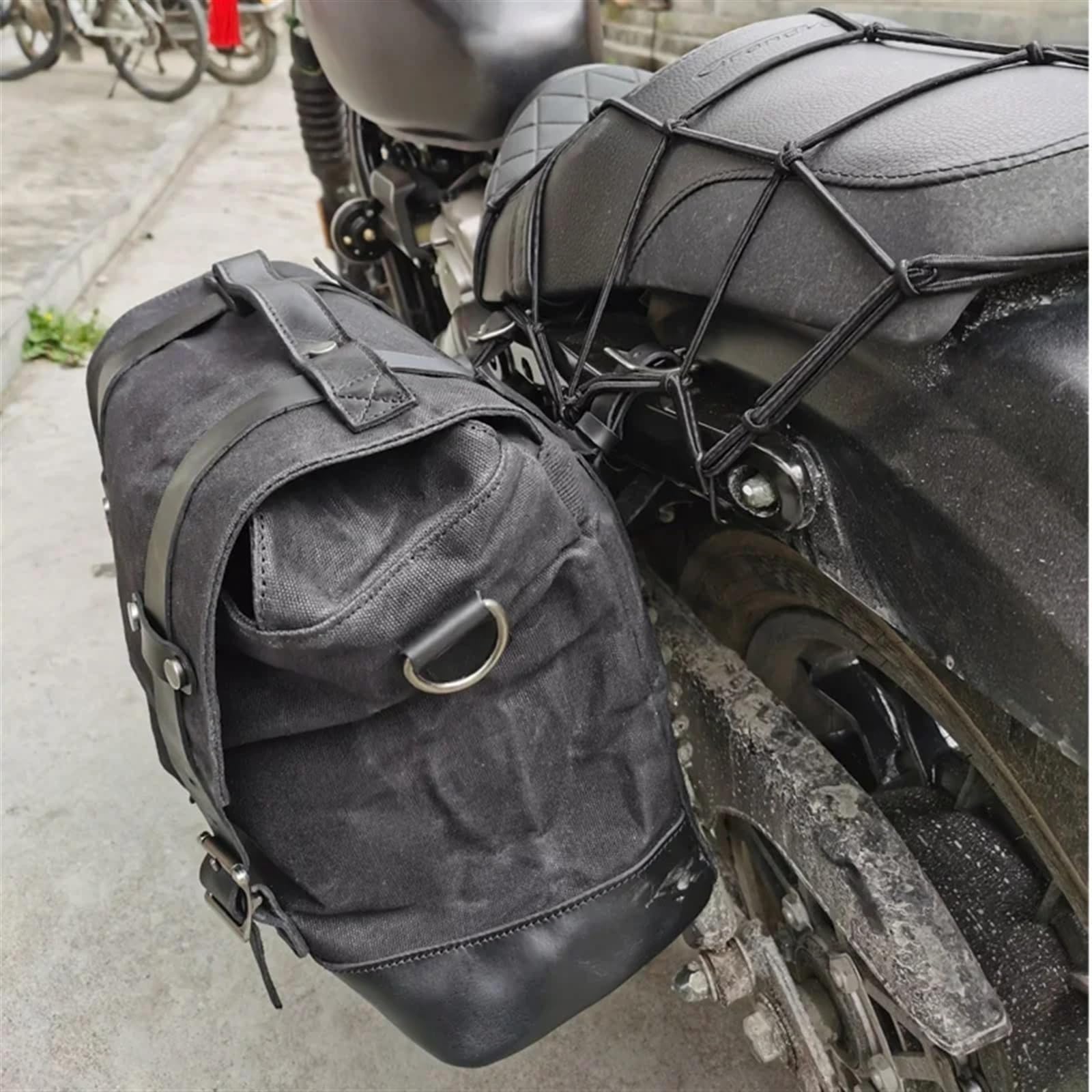 Alforjas De Lona Impermeables Para Sillín De Motocicleta Para Rebel 250 Vintage Para Scooter Moto Cross Motorcycle Tail Bolsa(Gray)