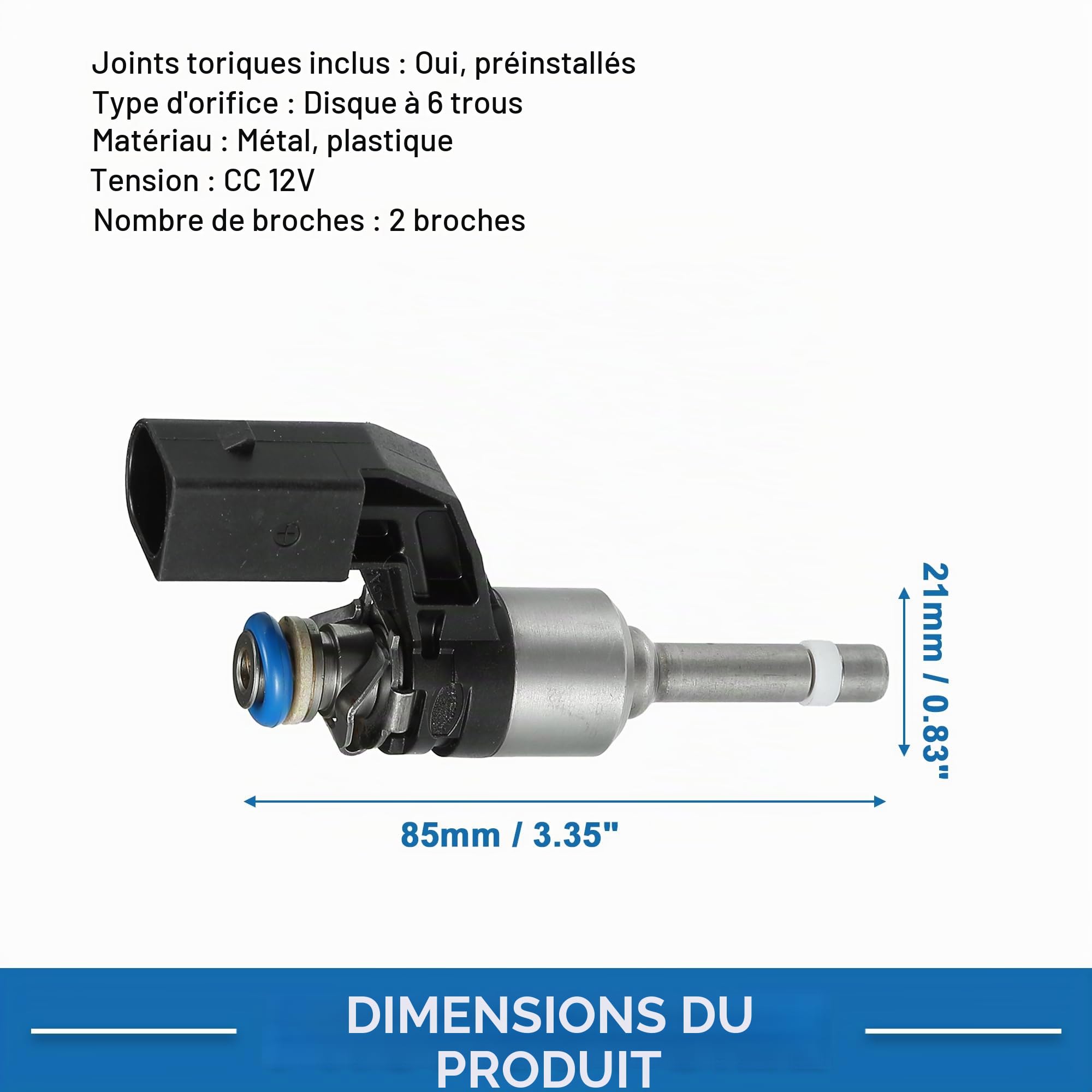 A ABSOPRO Injecteur De Carburant Pour VW Golf 07-12 1.4 Tsi 4 Pièces | Noir, Métal Plastique, 85x21mm, OE 03C906036M/03C906036F/03C906036N/03C906036K, Pour VW Passat 07-14, Pour Audi A3 07-12
