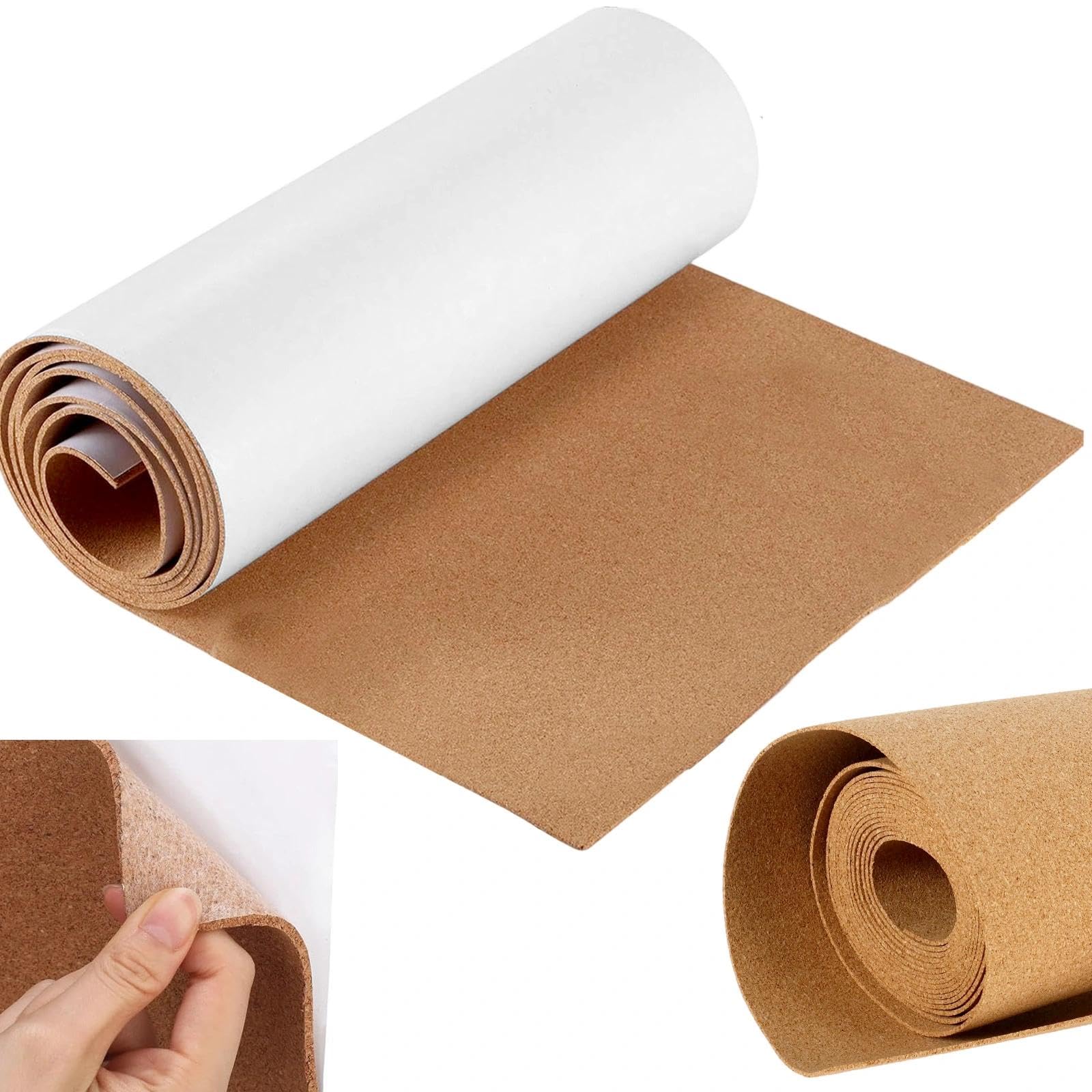 Dexpally Self-Adhesive Cork Roll 40cmx2m Cork Bulletin Board 2mm Thick Natural Large Corkboard Sheet for Walls Decoration, Office, Home, School