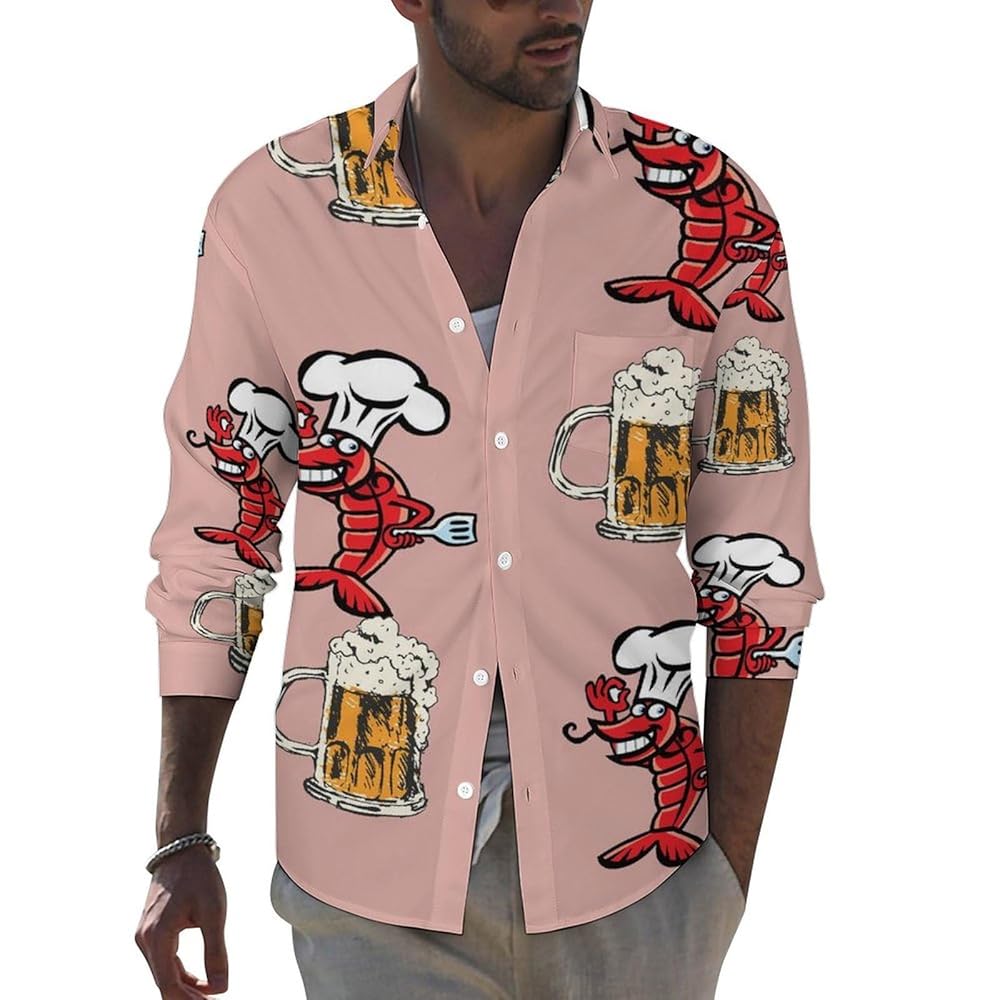 Amazon | [MQD] シャツ アロハシャツ メンズ ザリガニ ビール