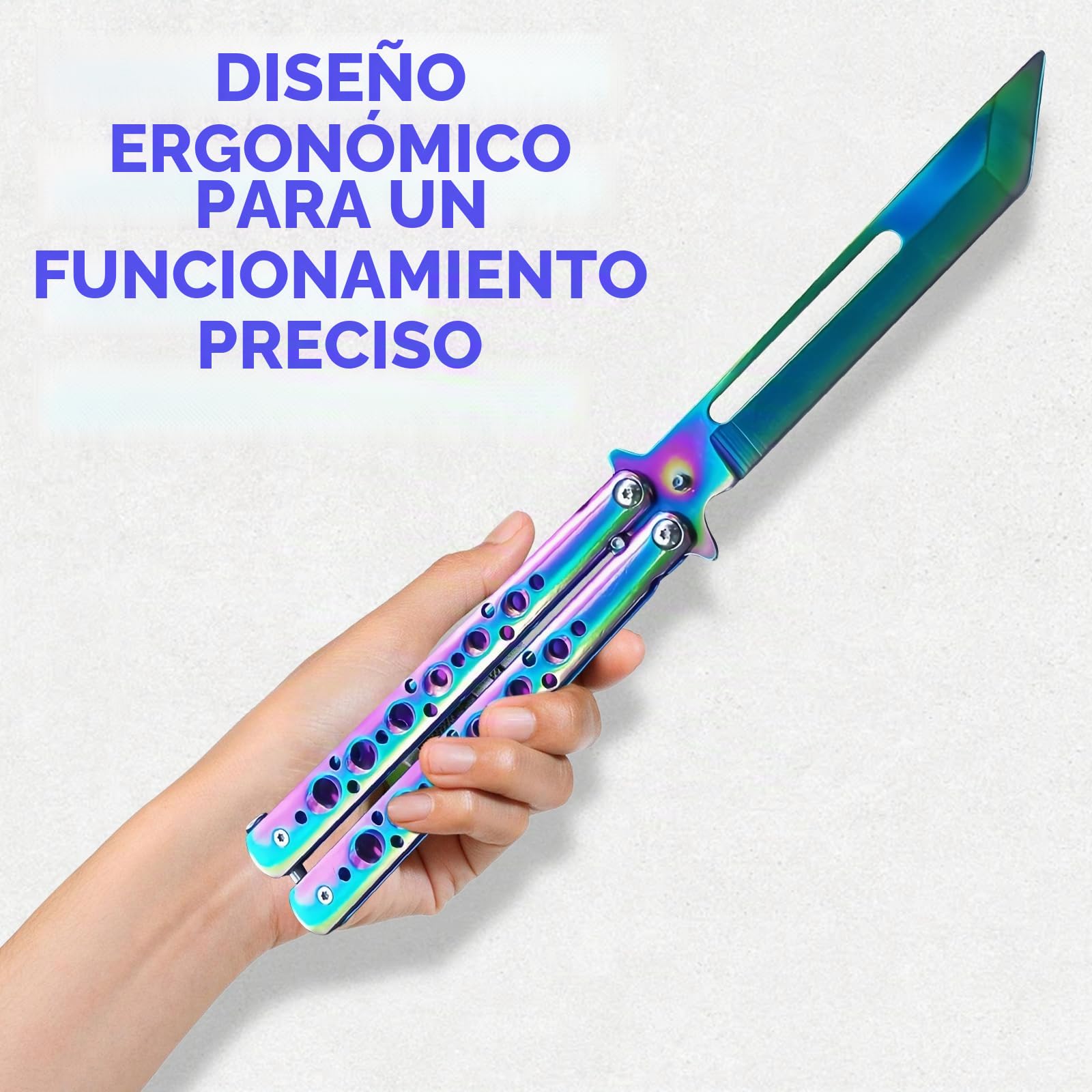 Navajas de Mariposa de Acero Inoxidable para Practicar, Cuchillo de Flipping para Principiantes (Negro)
