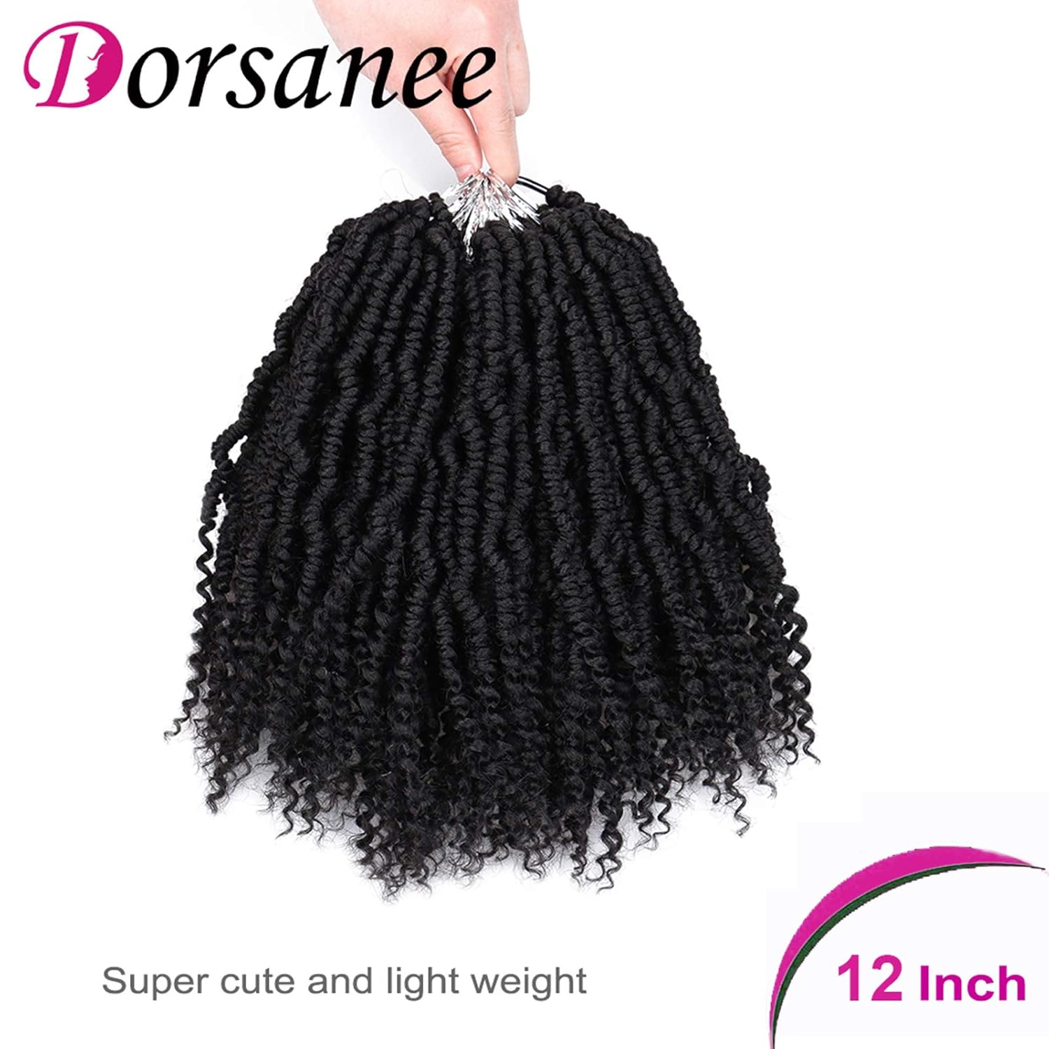 Bomb Twist Crochet Hair 12 Inch 6 Packs Mini Passion Twist Crochet Hair for Black Women Pre-looped Spring Twist Crochet Braids Nubian Twist Synthetic Hair Extension (1B#)