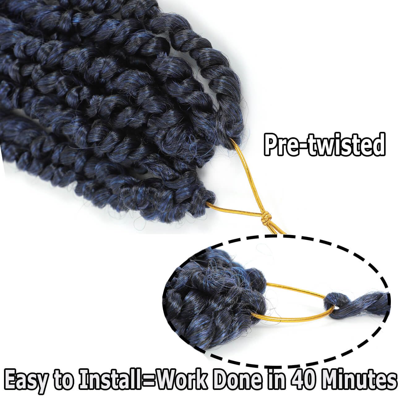 Ombre Blue Passion Twist Crochet Hair 18 Inch 8 Packs Pre twisted Passion Twists Hair Pre Looped Crochet Braids for Black Women Blue Color