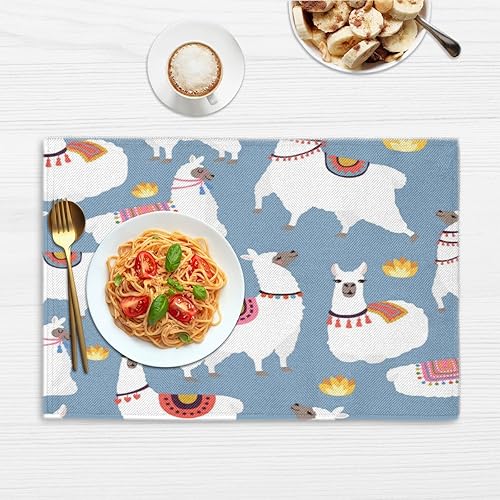 Miniatura 6 de Llamas Animals Texture Placemats Set of 4 Table Mats Washable Placemat Waterproof Place Mats for Party Home Dining Table Decor 18x12 in