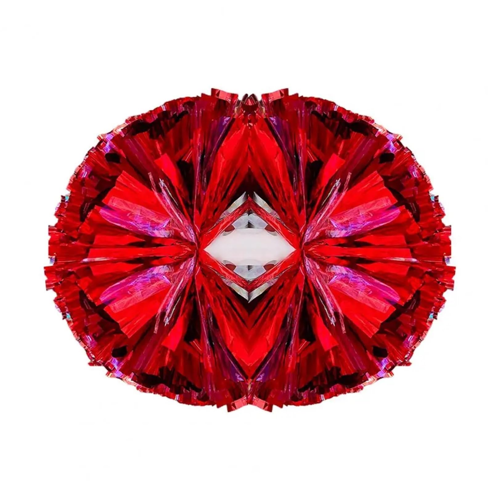 Glitter Metallic Foil Pompoms, 6pcs Multicolor Cheerleading Pom Poms Double-Headed(Red)