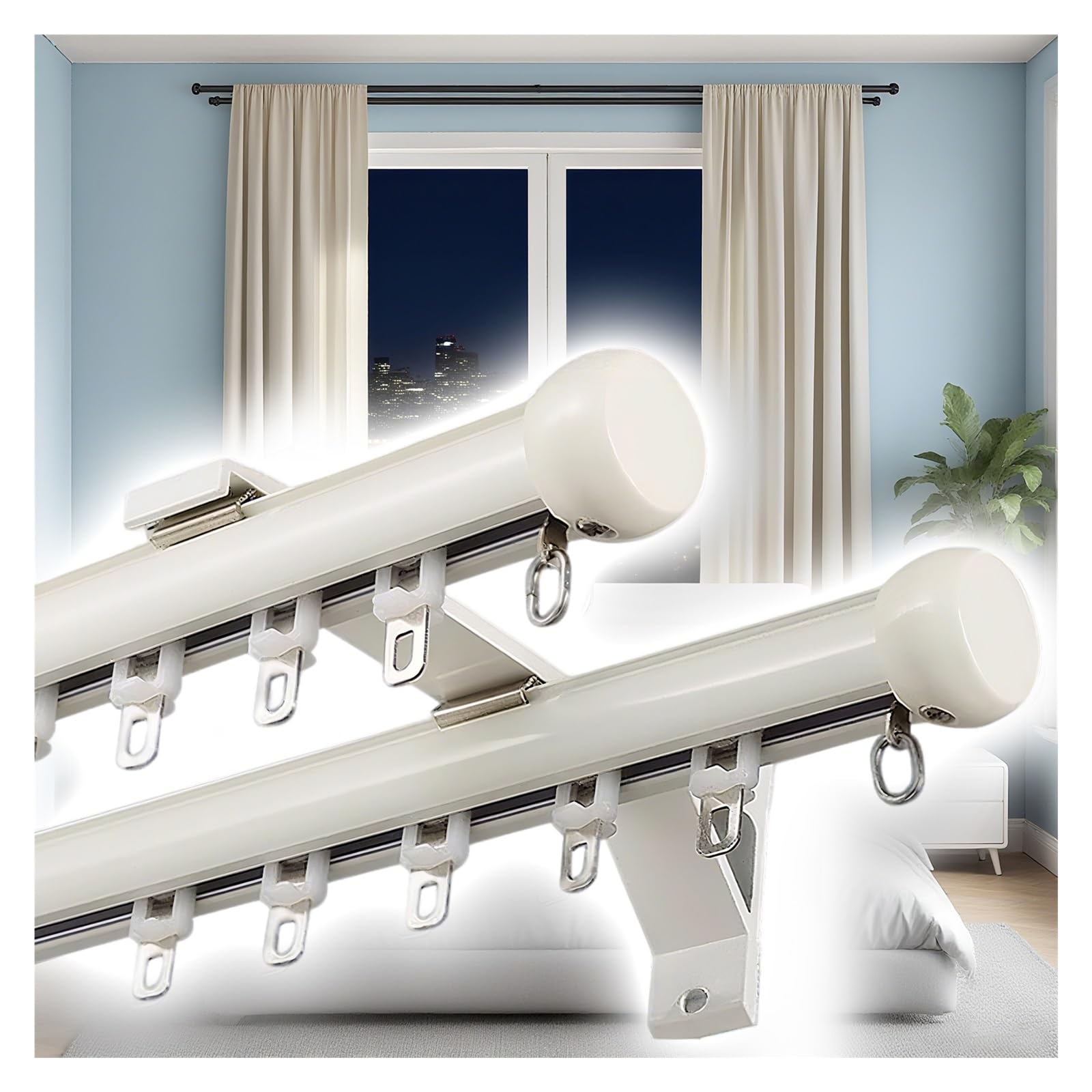 Tringle à rideaux double en aluminium robuste au design épuré