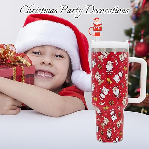 Miniatura 4 de Funda de popote para copa Stanley, 5 piezas de popote de silicona compatible con vaso Stanley de 40 onzas, tapa de popote reutilizable para popotes