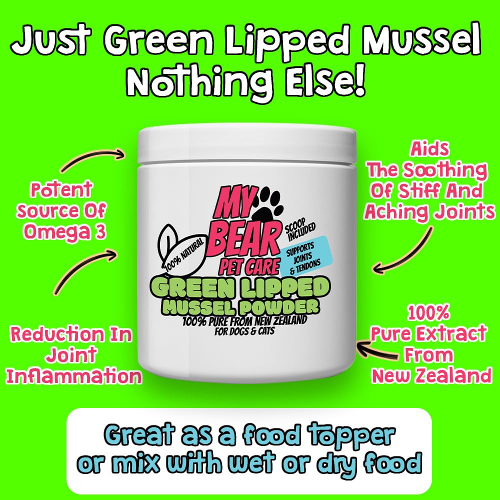My Bear Pet Care Green Lipped Mussel Powder for Dogs & Cats (250g), Hate Tablets? Just Sprinkle on Food - Image 3