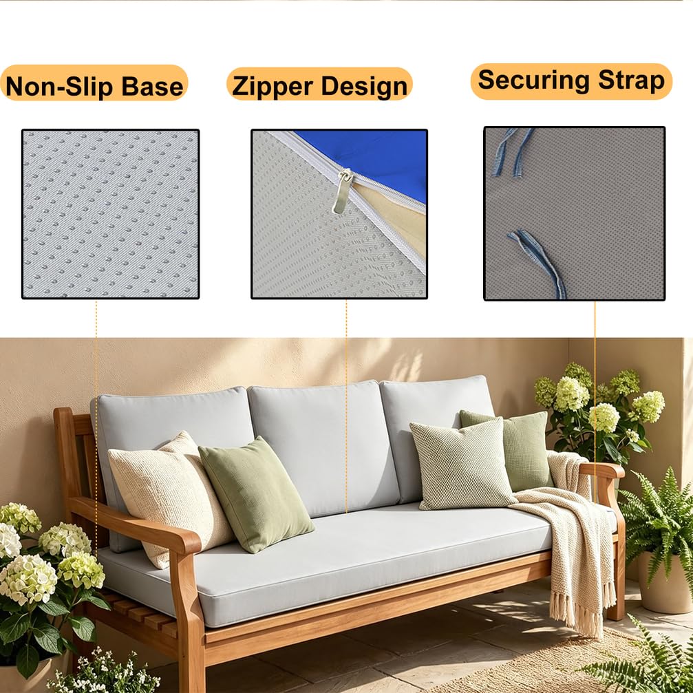 Genérico Cojín para Banco De Grosor,Almohadilla para Bancos De Interior Exterior Cojín De Asiento para Bancos De Jardín Ventanales Desmontable Antideslizante Resistente Lavable,Dark Gray,165x60cm