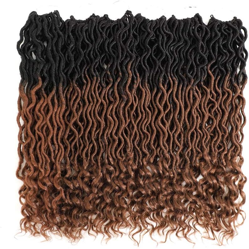 MOBOK 6Pcs/Lot Goddess Locs Faux Locs Crochet Hair Pre Looped Black Brown Blonde Crochet Hair Pre-looped Twist Braiding Soft Synthetic Hair Extension(14 Inch(6-packs), OT30) …