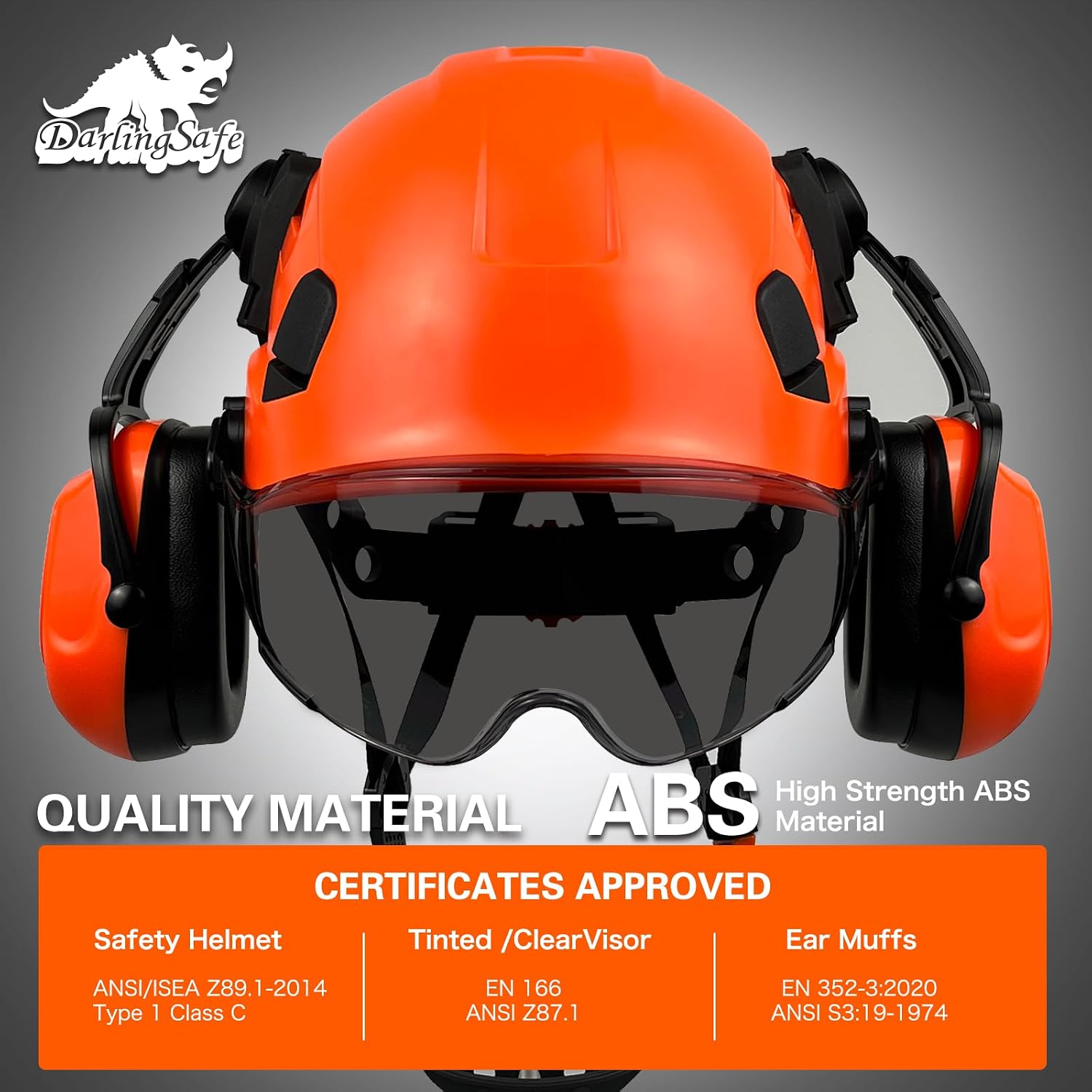 Hard Hat with Visor Ear Muffs Vented Safety Helmet with Visor Earmuffs ANSI Z89.1 Outdoor Work Hardhats Construction