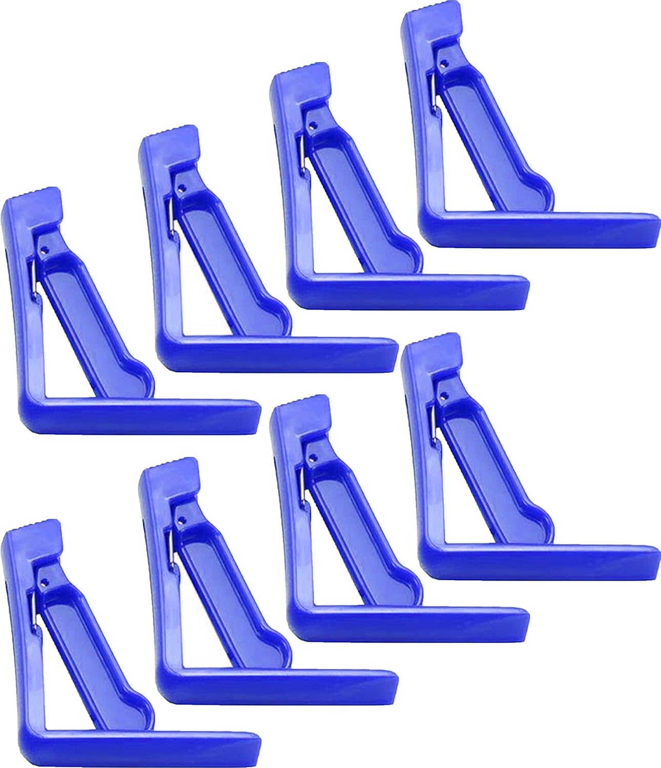 Plastic Tablecloth Clamp Holders - Spring-Loaded Clips (8, Blue)