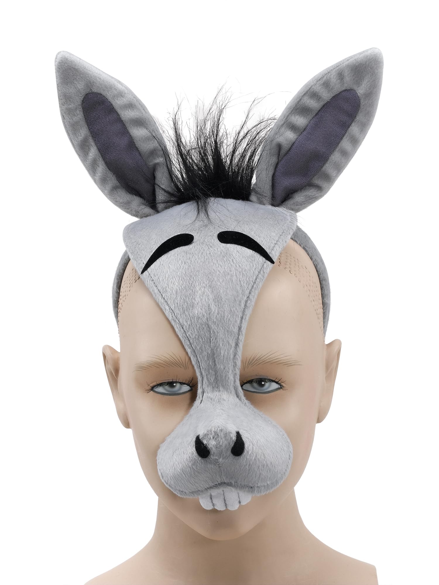 Grey Donkey Mask with Sound on Headband (1 Pc) - Adorable Design, Perfect Accessory for Christmas, Nativity, World Book Day, Cosplay, & More Halloween Halloween