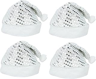 Ocharzy 4 paquetes de sombrero de Papá Noel de Navidad con lentejuelas suministros de fiesta de Navidad para adultos y niños