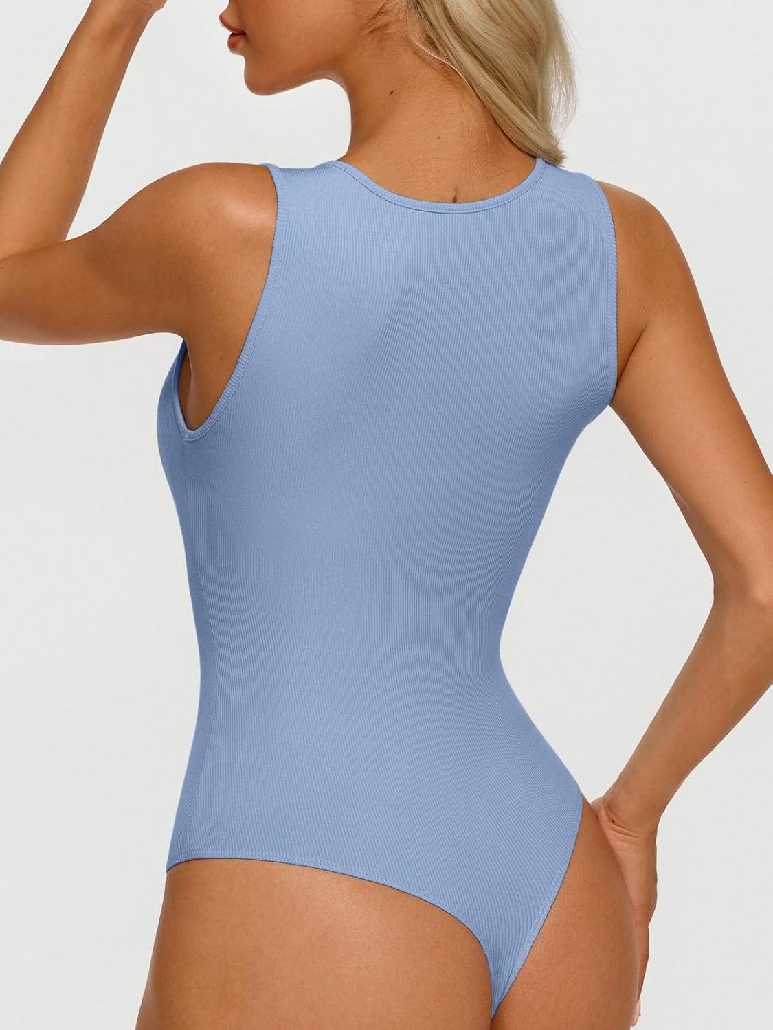 REORIA Body Suits Tank Top for Women Scoop Neck Sleeveless Ribbed Sexy Slimming Bodysuit Tops 2026 Summer Going Out Outfits - Image 4
