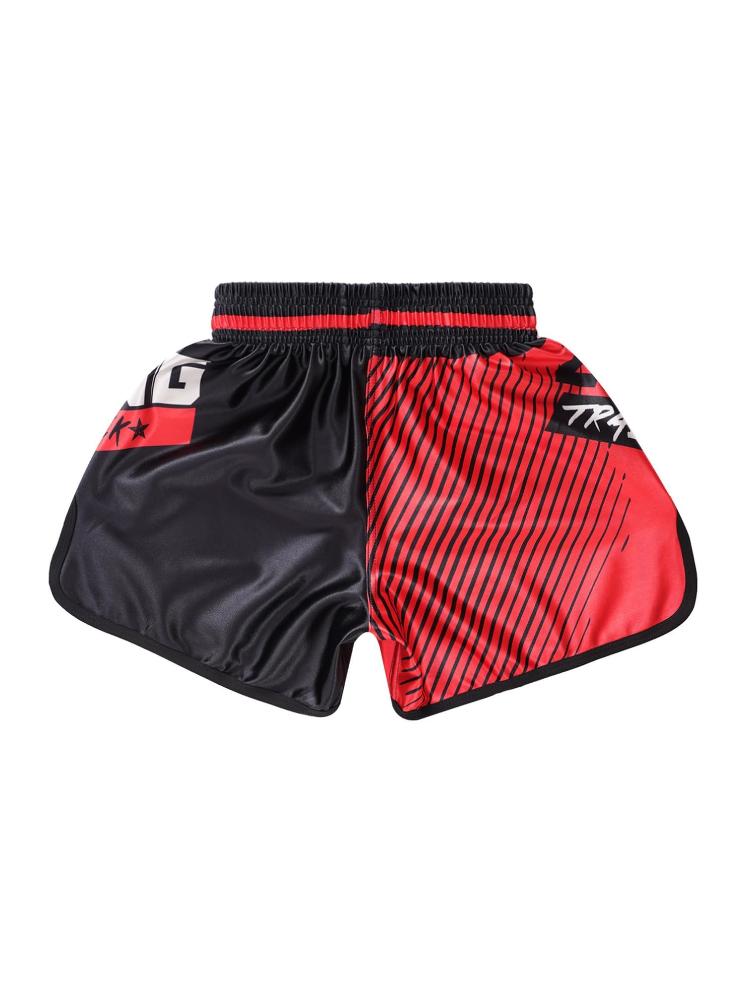 Pantalones cortos de Muay Thai para niños, boxeo, artes marciales, kickboxing, Rojo y negro., 5-6 Años