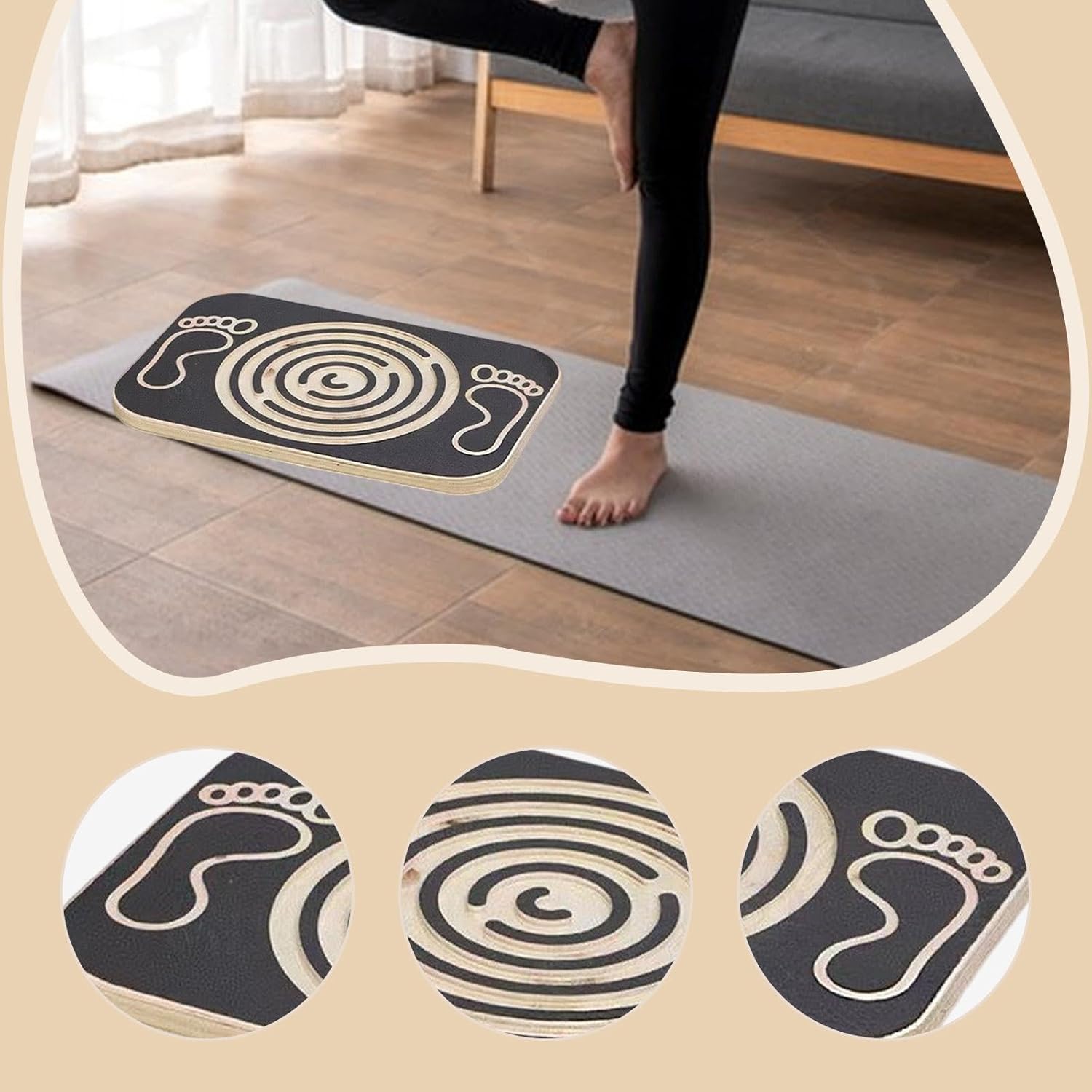 YIJU Labyrinth Balance Board Rocker Versatile Wood Wobble Balance Board for Skateboarding Skiing Exercise Snowboarding