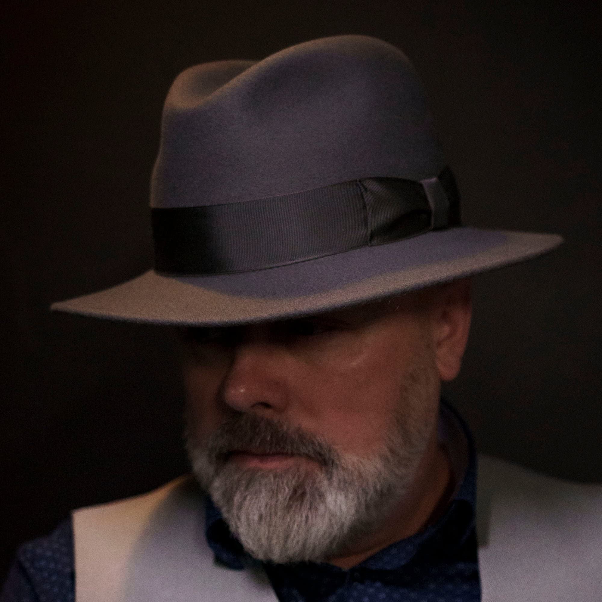 Sterkowski Holden | 100% wełniany filcowy kapelusz dla mężczyzn i kobiet | kapelusz Fedora z szerokim rondem, szary, 6.75