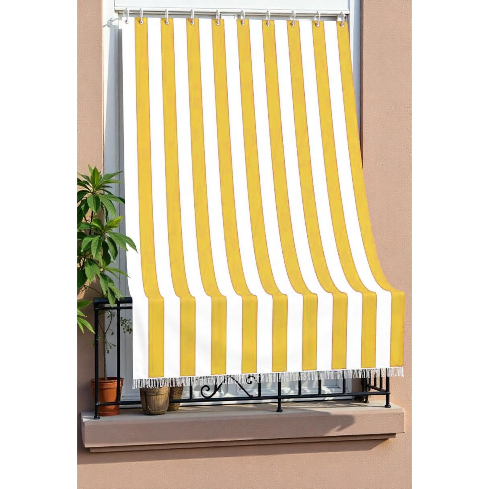 Caritex Tenda Da Sole per Esterno, Con Anelli, Tende da Sole per Balconi, 150x250 cm, Facile Montaggio, in Tessuto Duraturo e Resistente, A Righe, Sophia M892 (Giallo)