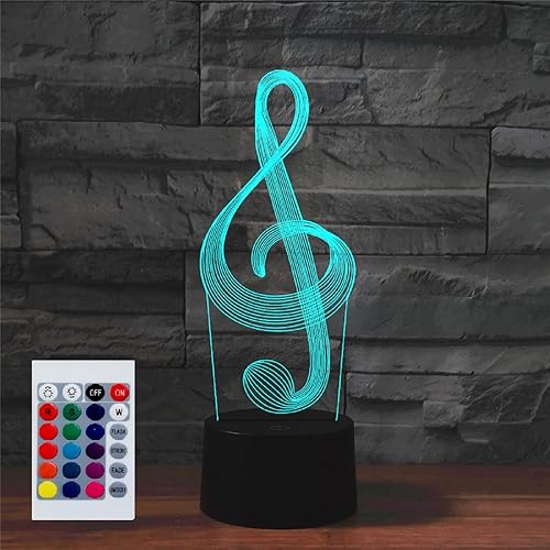 Luz nocturna para niños, nota musical 3D, lámpara LED con control remoto, 16 colores cambiantes, regalo de cumpleaños de Navidad para niño