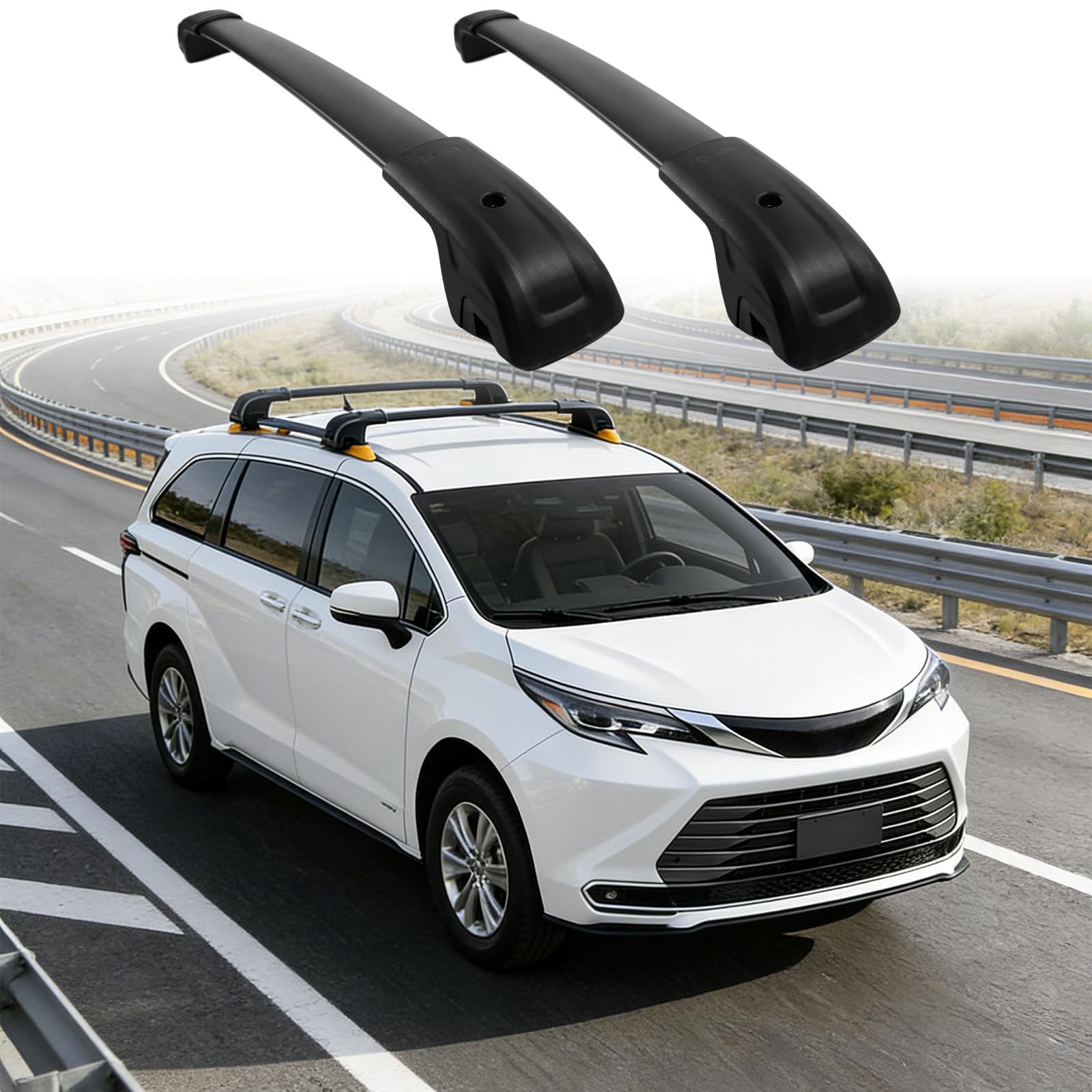 Photo 1 of 300 LBS Roof Rack Cross Bars Fit for Toyota Sienna 2021-2025 (Not for XSE), Aluminum Heavy Duty Car Roof Rack, Adjustable Roof Cross Bars for Cargo Box, Kayak, Bike, Ski, Rooftop Crossbar Accessories