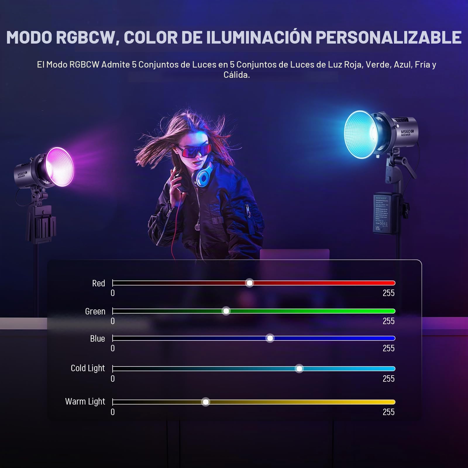 Amazon.com: NEEWER MS60C RGBWW Luz de Vídeo LED con Control 2.4G