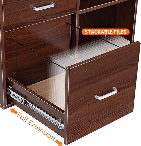 Miniatura 8 de ZenStyle Archivador de madera de 3 cajones archivador lateral móvil se adapta a tamaño A4 o carta soporte de impresora enrollable con estantes de