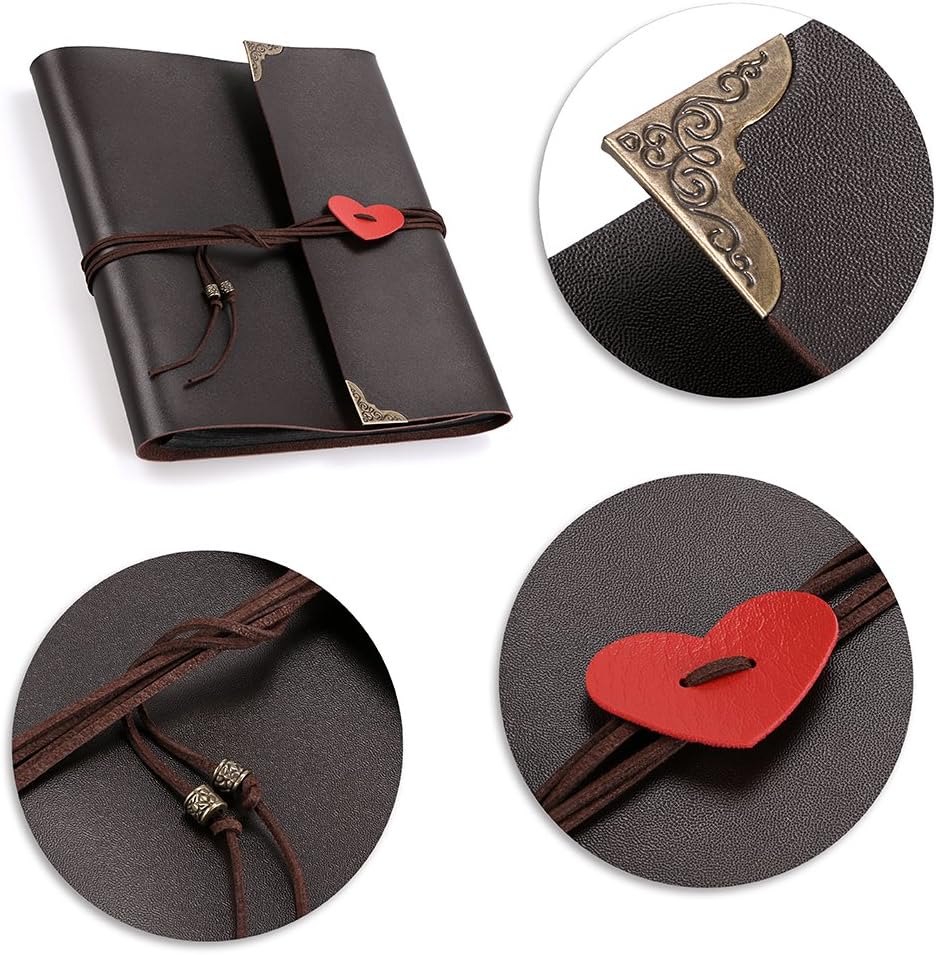 OwnMy DIY Photo Album Scrapbook PU Leather Adventure Photo Book with Corner Stickers Gifted Box - Perfect Baby Memory Book Birthday Wedding Anniversary Christmas Gift (Brown) - Image 6
