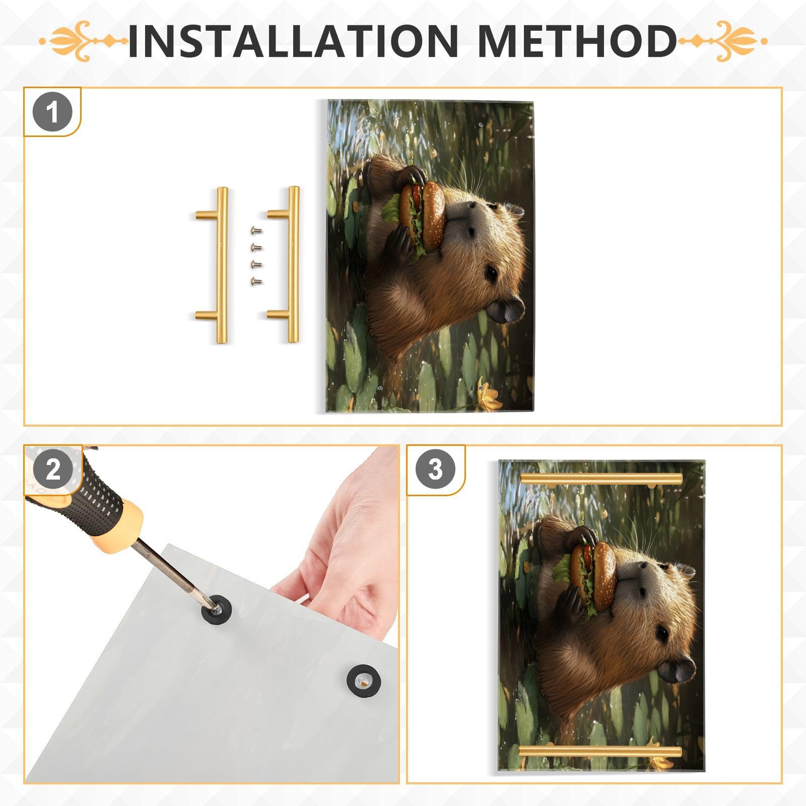 NFMILI Capybara Hamburger Vanity Tray Rectangle Acrylic Bathroom Tray Serving Trays for Centerpieces Modern Home Decor for Kitchen Bathroom Bedroom Living Room 7.9 × 11.8 in