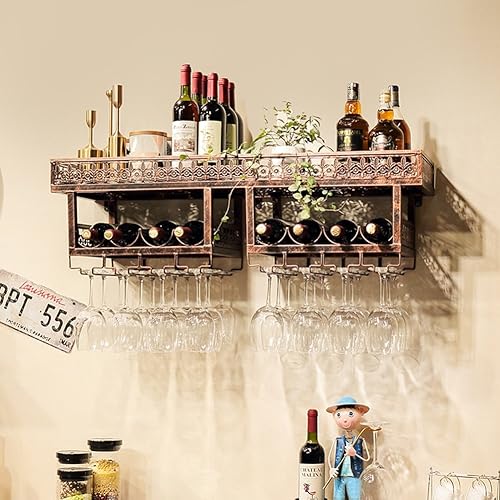 Miniatura 6 de Estante para botellas de vino para almacenamiento de botellas de metal y soporte de vidrio para decoración del hogar, perfecto para sala de estar,