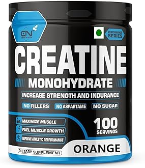 Canada Nutrition Creatine Monohydrate Powder, Strength, Reduce Fatigue, 100% Pure Creatine, Lean Muscle Building, Supports Muscle Growth, Athletic Performance, Recovery [100 Servings, Orange]