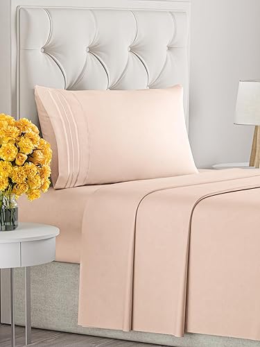 Vista 177 de Juego de sábanas de 4 piezas tamaño king, extrasuaves, transpirables y refrescantes con esquinas profundas, sábanas de fácil ajuste y sin arrugas