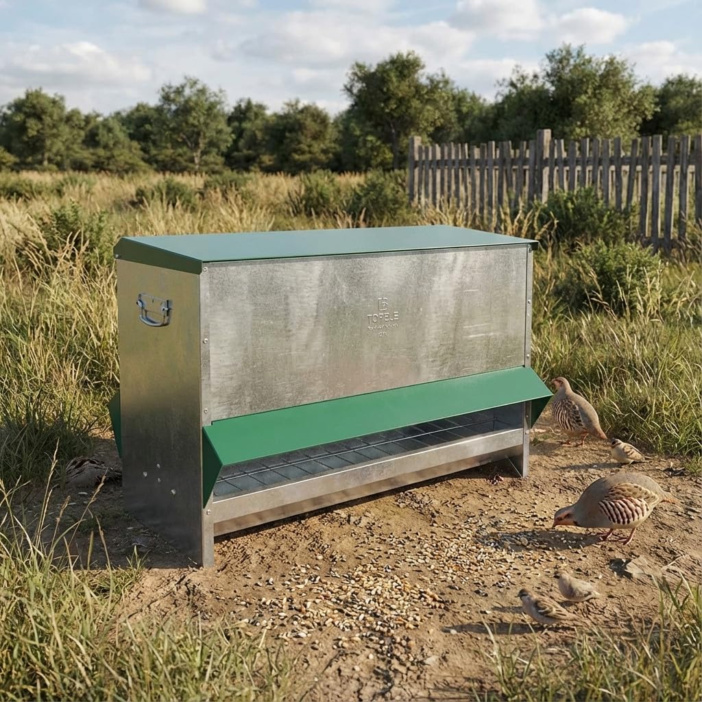 Suinga Comedero para Pajaros de Exterior de Acero Inoxidable con Tapa, 101x46x52 cm - Comedero Aves Perdices