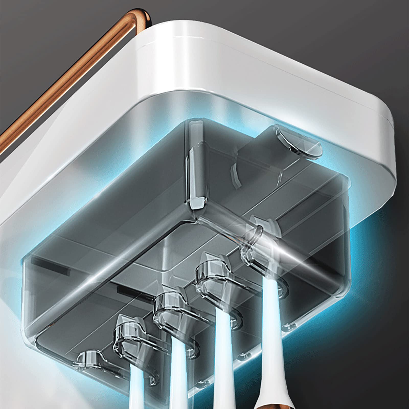 Porta Cepillo de Dientes, Soporte Cepillo de Dientes Eléctrico, Pared Estuche Cepillo Dientes con 4 Ranuras para Cepillos, ABS Organizador Baño sin Taladro para Baño Blanco