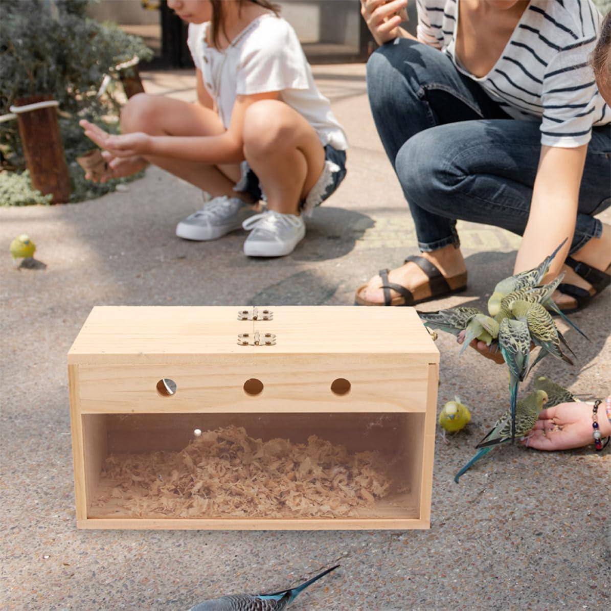 VICASKY Caja Nido Fácil de Limpiar y Cálida para Pájaros de Madera Beige Adecuado para Cría de Agapornis en Ambientes Interiores y Exteriores