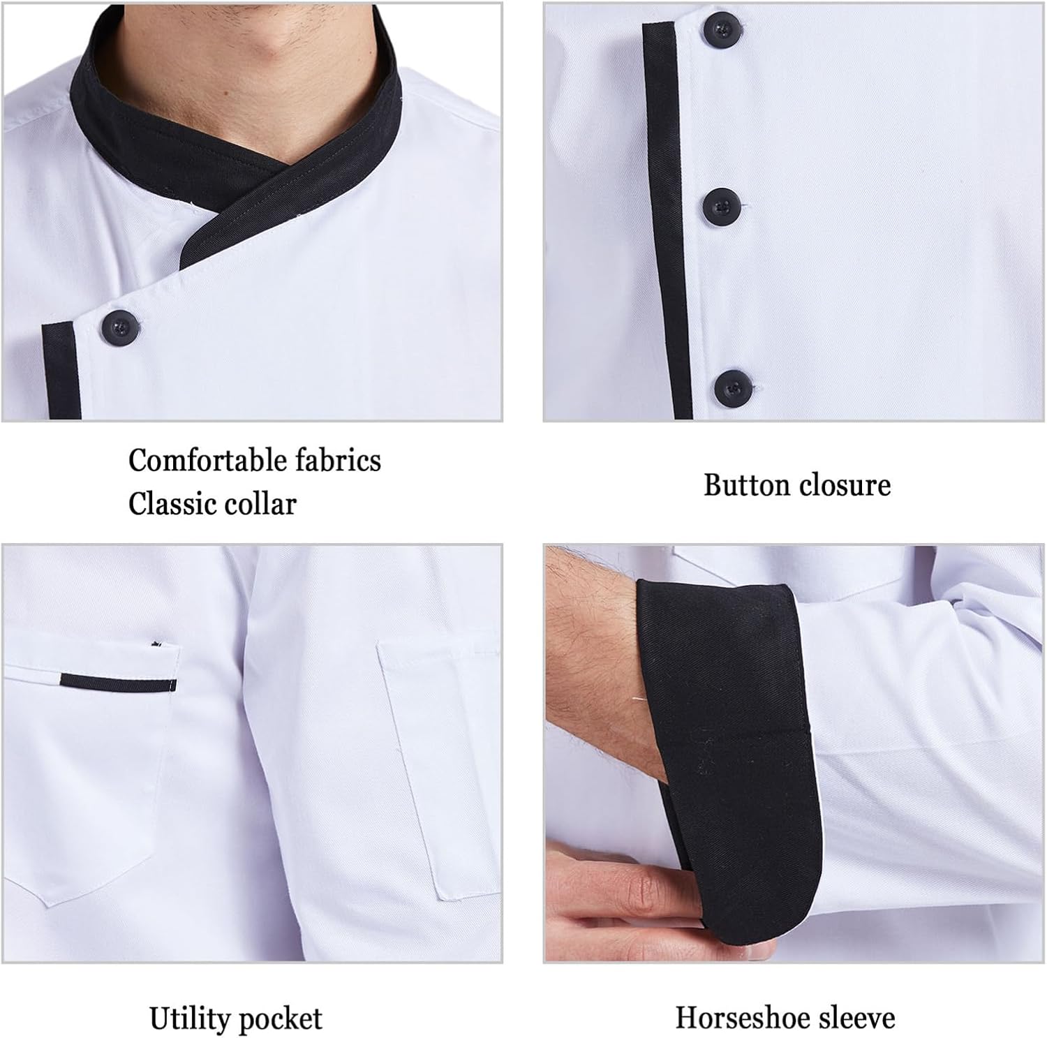 Nanxson Unisex Chef Jacket Men's Chef Coat Restaurant Kitchen Chef Uniform CFM0016 - Image 5