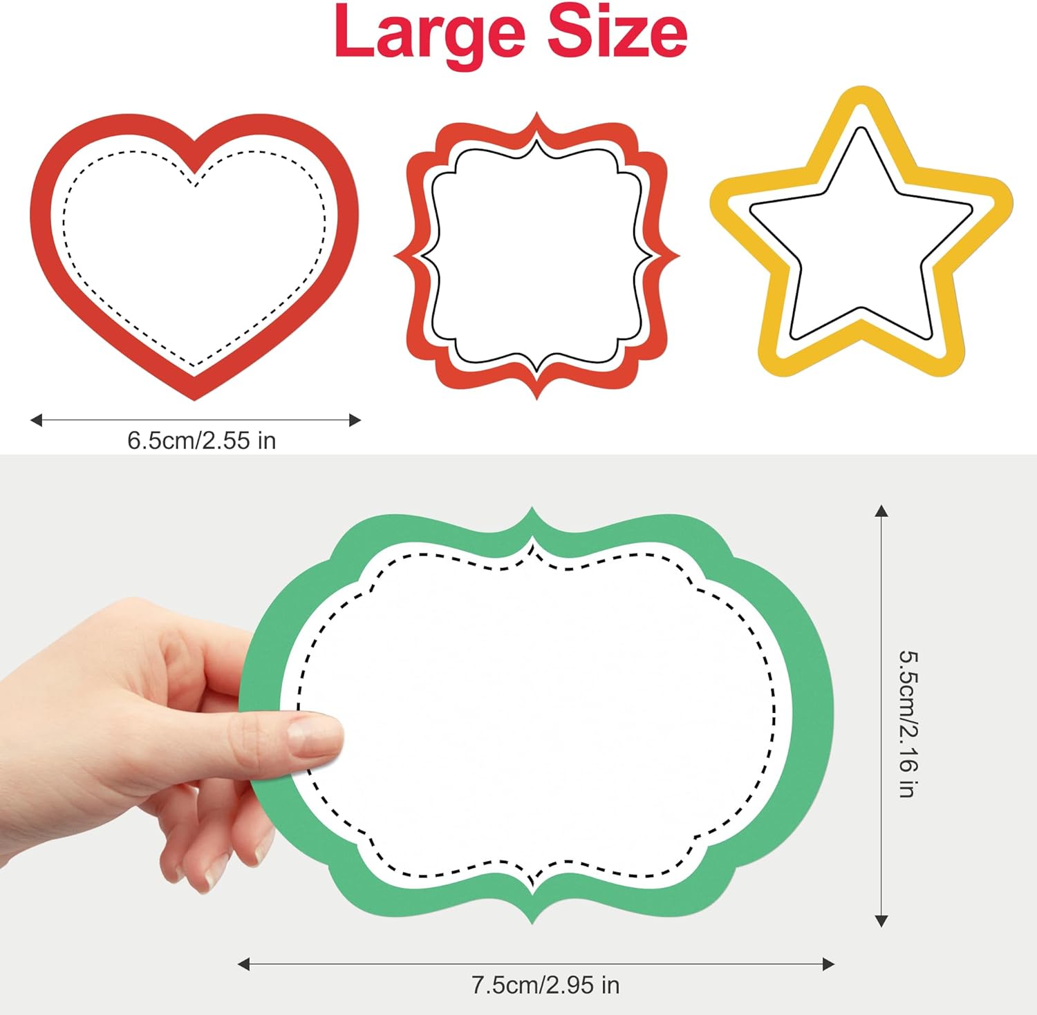 Name Tags Stickers - 180PCS Adhesive Name Labels Sticker, 18 Design Decorative Colored Tags, 2.95" x 2.16" Large Blank Stickers to Write on for School Office Home, Teacher Supplies - Image 4