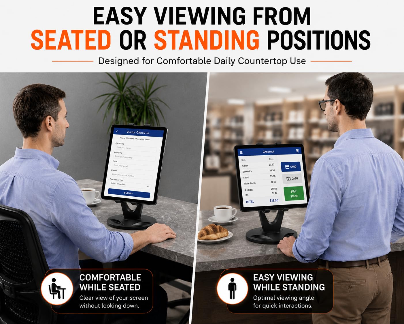 MAX SMART 【Actualización Soporte para Tableta, Soporte para Tableta, Soporte para Lector de Libros electrónicos, Soporte para iPad Pro, Alto, Giratorio de 360 Grados para Cocina, Cama, minorista,
