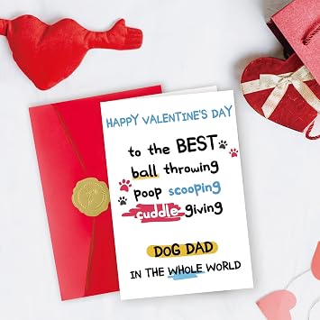 Naughty Valentines Day Card Gifts for Dog Dad, Dog Valentine Cards, Cute Dog Dad Valentines Day Gifts Card for Him Husband, Puppy Valentine's Day Card for Dog Lover
