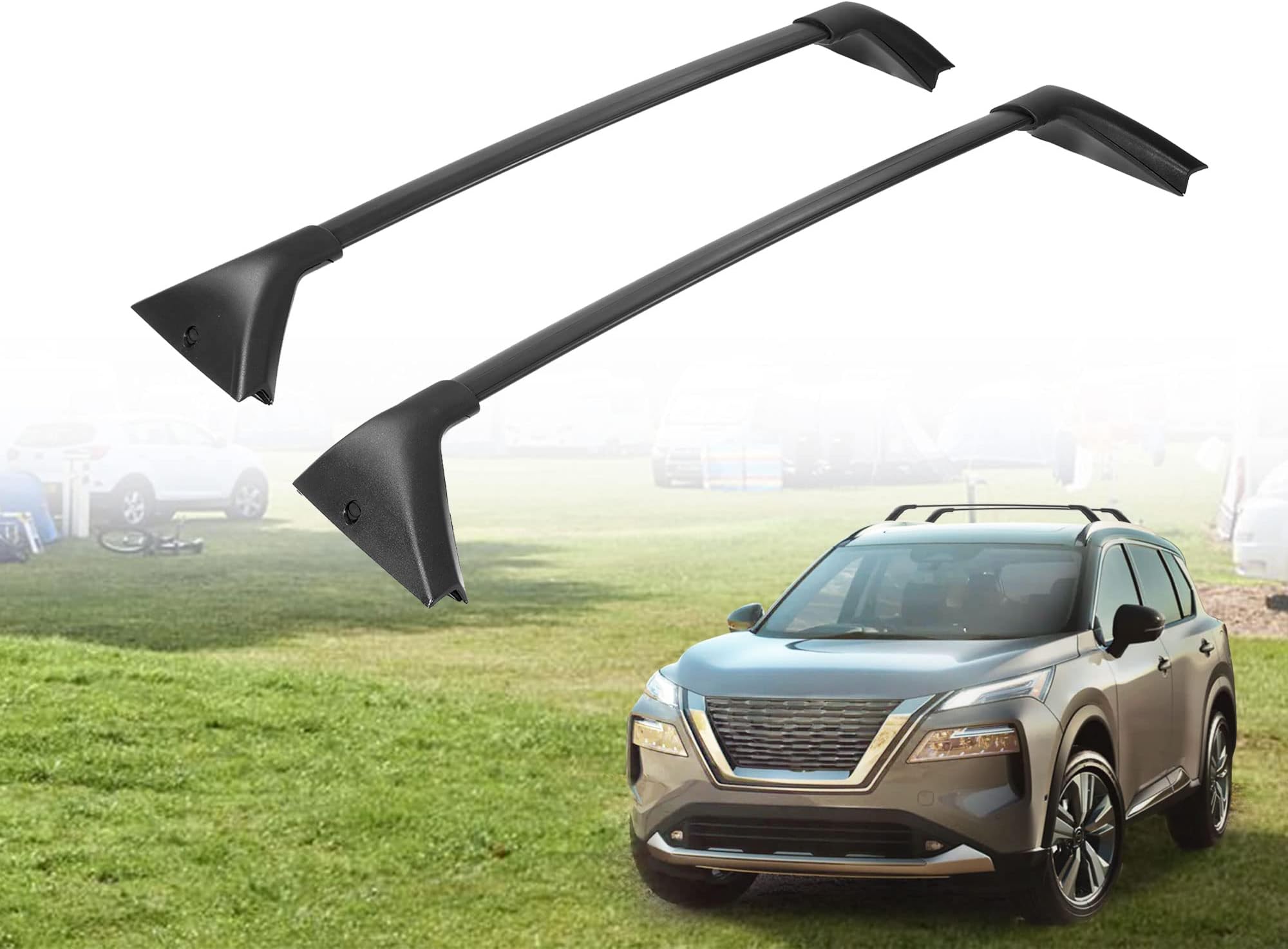 AUXMART Roof Rack Cross Bars Compatible with Nissan Rogue 2021-2025 with One-Piece Roof Side Rails 150LBS Crossbar Rooftop Luggage Cargo Carrier for Canoe Kayak Bicycle