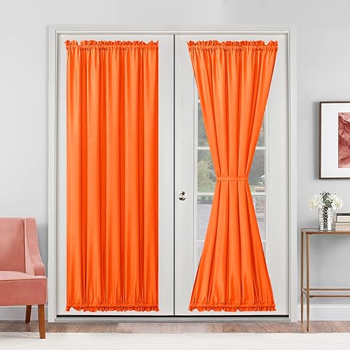 Miniatura 283 de Hiasan Cortinas para ventana de puerta delantera, bolsillo para barra, cortina de privacidad semitransparente para puerta francesa, 1 panel